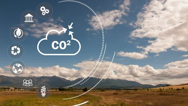 co2 reduce emissions and carbon footprint to limit global warming and climate change. Sustainable development and green business based on renewable energy.Ecology concept.4k video