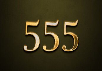 Old gold effect of 555 number with 3D glossy style Mockup.