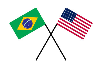 Flags friend country Brazil and USA