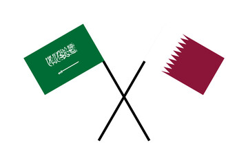 Flags friend country Saudi Arabia and Qatar