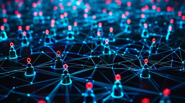 Dynamic Blue Network Mesh Reflecting the Vibrant Ecosystem of Decentralized Autonomous Organizations