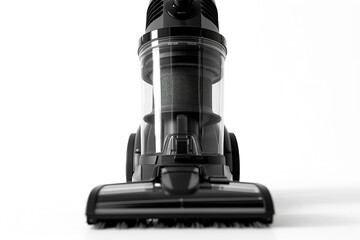 An advanced upright vacuum cleaner with a self-adjusting cleaner head for seamless transitions between floor types isolated on a solid white background.