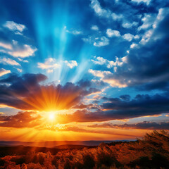 Obraz premium Azure Horizons: A Blue Sky Panorama Banner