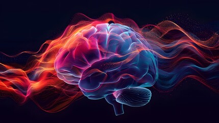 Neon brain structure, Concept art of a human brain exploding with knowledge and creativity. generative ai
