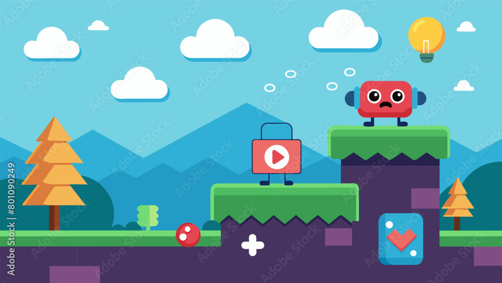 Poster a platformer game that incorporates calming music and sound options for players with autism who may 