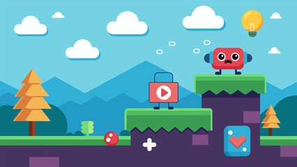 A platformer game that incorporates calming music and sound options for players with autism who may be sensitive to loud noises.. Vector illustration