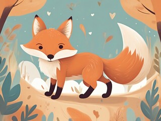 Obraz premium little fox from a children's fairy tale