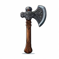 fantasy game axe isolated in the background. weapon icons for games AI