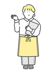 カフェで働く女性イラスト