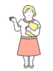 案内をする美容部員の女性イラスト