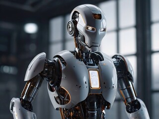Advanced Humanoid Robot with Metallic Body and AI: A Glimpse into Futuristic Technology
