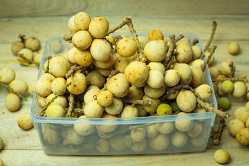 Langsat or Duku fruit. Lansium parasiticum. Fruits originating from Southeast Asia