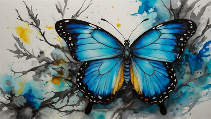 Oil painting , beautiful butterfly.
