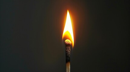 flame of wooden match on black background