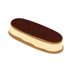 Eclair vector illustration. Delicious French dessert. Cream Puffs. Chocolate dessert.