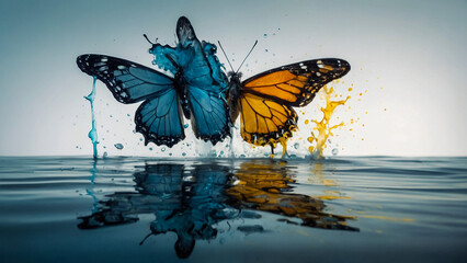 Oil painting , beautiful butterfly.
