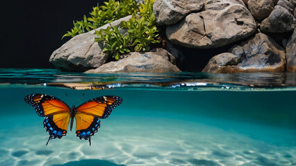 Oil painting , beautiful butterfly.
