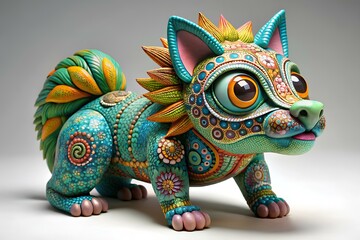 Fototapeta premium Alebrije Caprichoso: Fantasía Vibrante de Cinco de Mayo en 3D