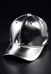 _A-shiny-silver-baseball-cap-with-a-curved-brim-