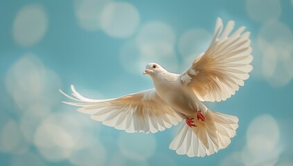 White dove in flight