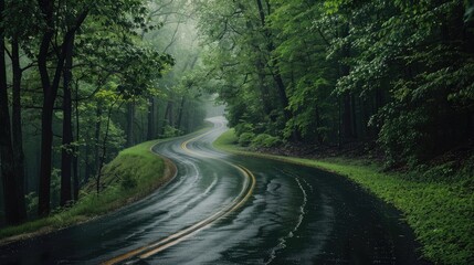 Fototapeta na wymiar Capture the serene ambiance of a road meandering through