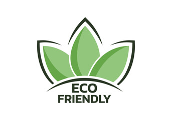 Eco friendly icon or logo with green leaf. Environment, ecology label. Vector illustration.