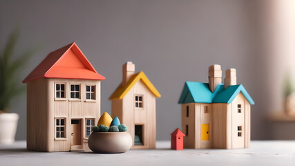 House model. Property home and real estate insurance concept. miniature model house. Mortgage concep. AI generated image, ai..