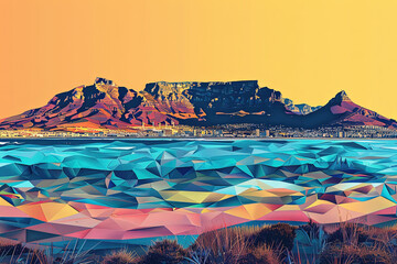 Fototapeta premium Summit Serenity - Table Mountain Illustration