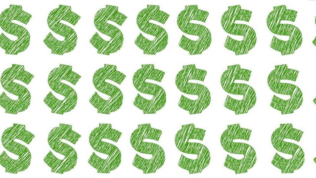 digital dollar sign with scribble effect background. new dynamic financial technology business 4r video animation