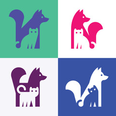 Set of Dog and cat logo. Icon design. Template elements