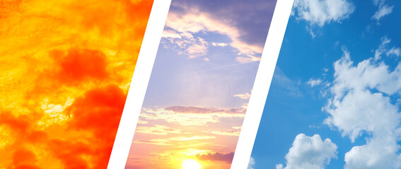 beautiful picturesque lcolorful collage landscape backgrounds, meteorological forecasts, natural...