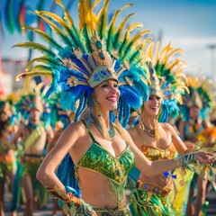 portrait of a woman in bikini carnival costume