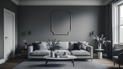 Modern luxury interiors designs. Empty painted wall.dark accent furniture and blank background.Bedroom interior trend 2024 year Modern luxury apricot room interior home designs