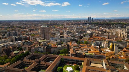Obraz premium Milan Italian metropolis view from drone