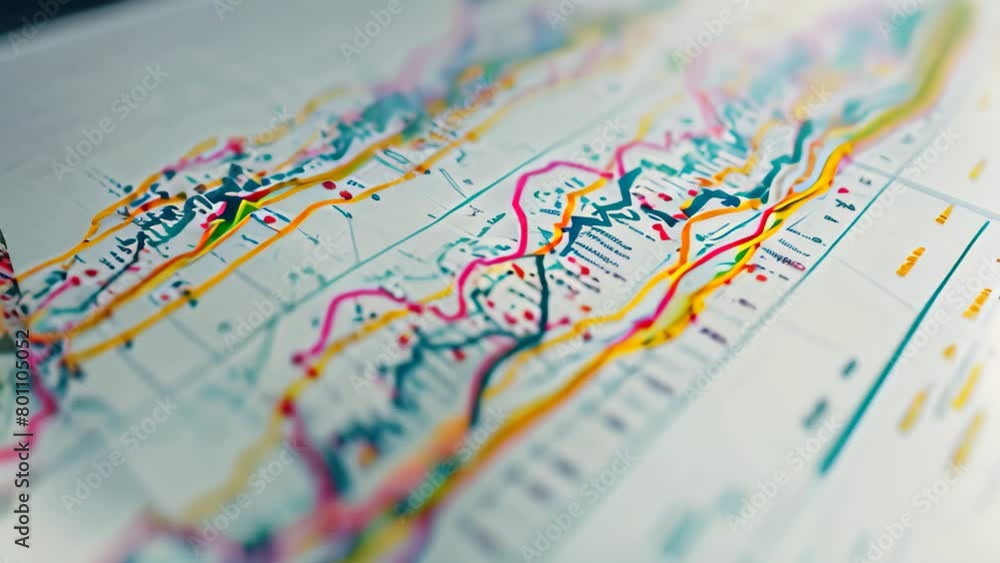 Poster a detailed close-up of a map showcasing numerous intersecting lines, providing information and direc