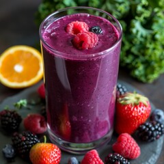 smoothie with blueberries and strawberries