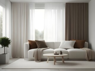 Empty painted wall.Living room furniture and blank background.Bedroom interior trend 2024 year Modern luxury apricot room interior home designs. living room designs.Home decor trend. 3d render