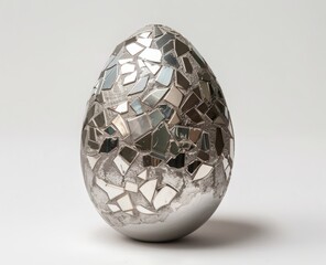 unusual egg with pieces of foil.