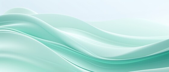 Cool mint background with a delicate wave pattern, fresh and light for skincare branding,