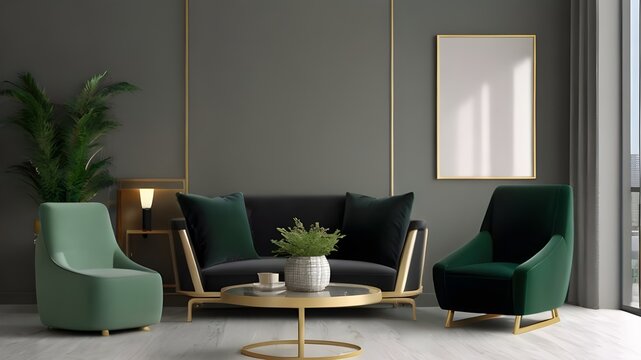 Empty painted wall.Living room furniture and blank background.Bedroom interior trend 2024 year Modern luxury apricot room interior home designs. living room designs.Home decor trend. 3d render