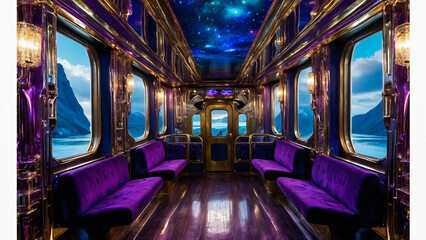 Fototapeta premium Artistic concept painting of a beautiful train, background illustration. 