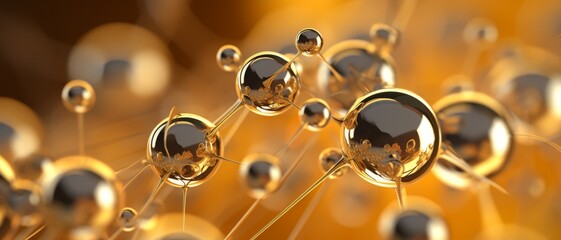 Gold nanoparticles in a scientific setting, under a microscope showing their unique structure,