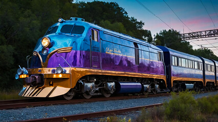 Fototapeta premium Artistic concept painting of a beautiful train, background illustration. 