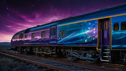 Fototapeta premium Artistic concept painting of a beautiful train, background illustration. 