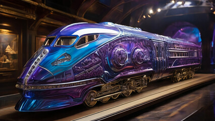 Artistic concept painting of a beautiful train, background illustration.
