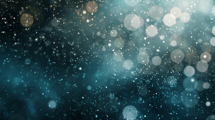Glittering light header poster banner backdrop with a dark grainy background and a blurred abstract gradient of white, teal, blue, and black