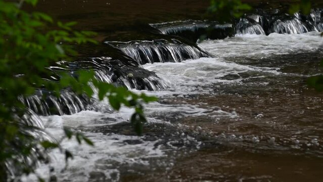 Beautiful view of the rock steps on the river