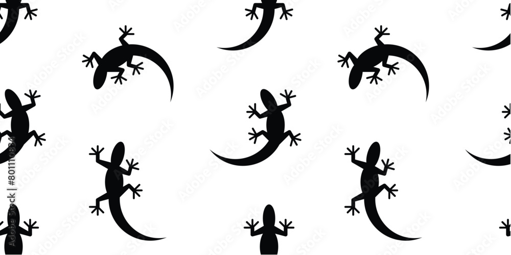 Poster seamless pattern with lizards. isolated on white background