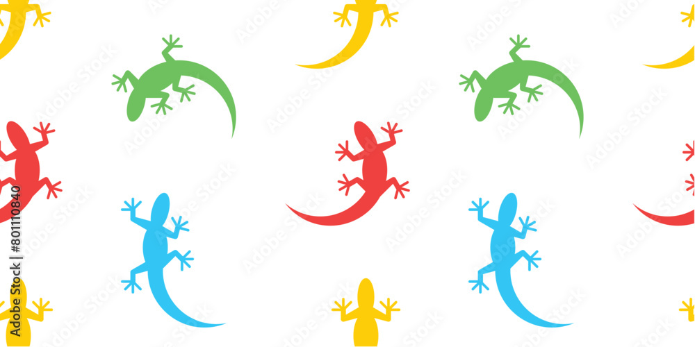 Poster seamless pattern with lizards. isolated on white background