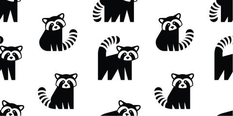 Seamless pattern with Red pandas. isolated on white background